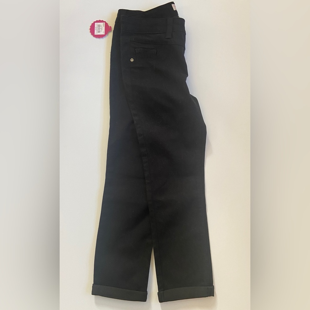 Girls cotton black pants with cuffs